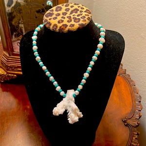 NWOT- Rare White Coral and freshwater pearl handmade necklace